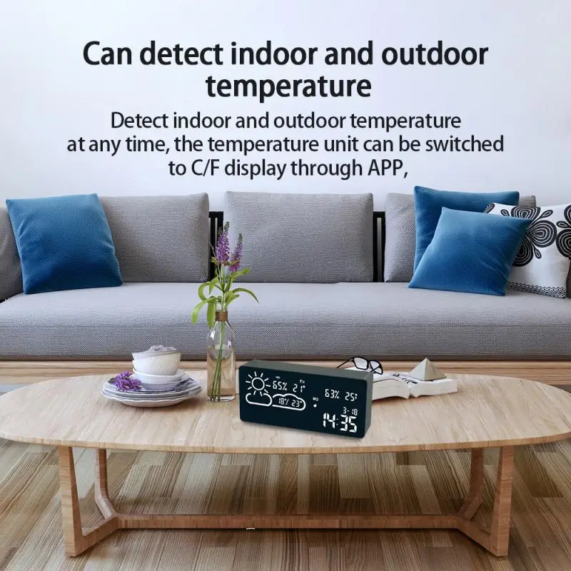 

1 Pcs Desktop Table LED Digital Alarm Clock LED Backlight Thermometer And Humidity Perpetual Calendar Function Smart Home