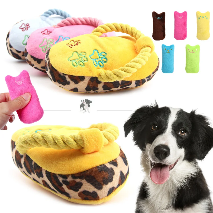 

Cartoon Pet Dog Toys Plush Slippers Bite Shoe Shape Small and Medium-Sized Dog Outdoor Training Cat Relieve Anxiety Accesso