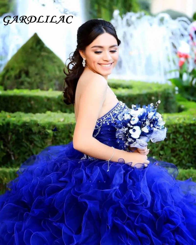 

Gardlilac Quinceanera Dresses Strapless Pleats Organza Quinceanera Gowns beading Custom Made