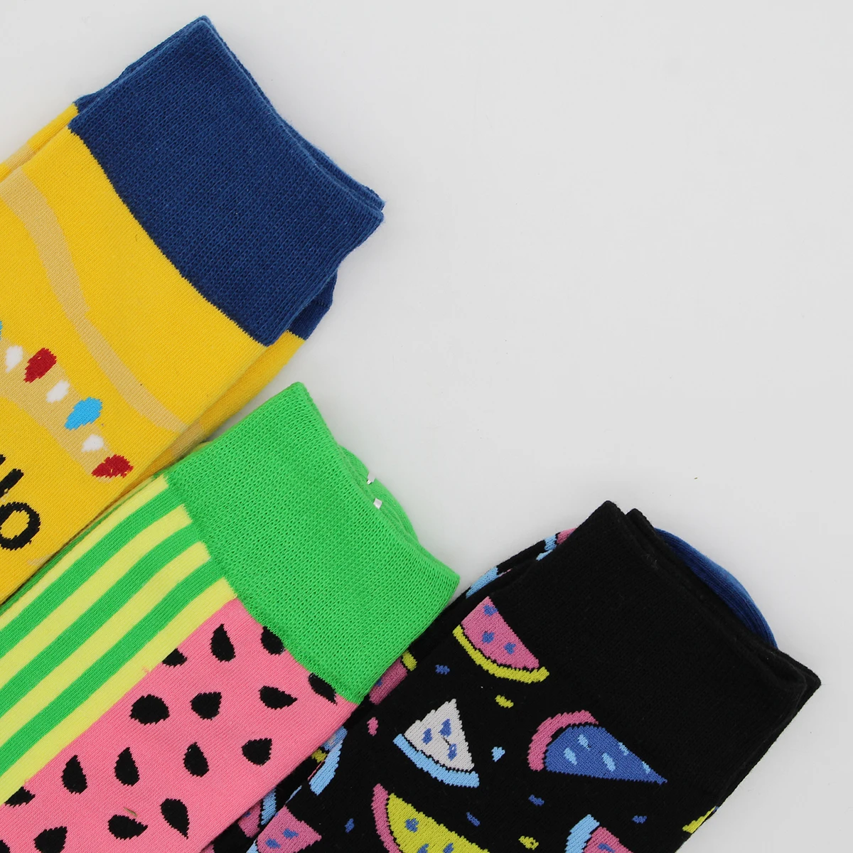 

New Style Men Casual Cotton Socks Personality Design Hip Hop Streetwear Fruit Pattern Happy Socks Gifts for Women Brand Quality