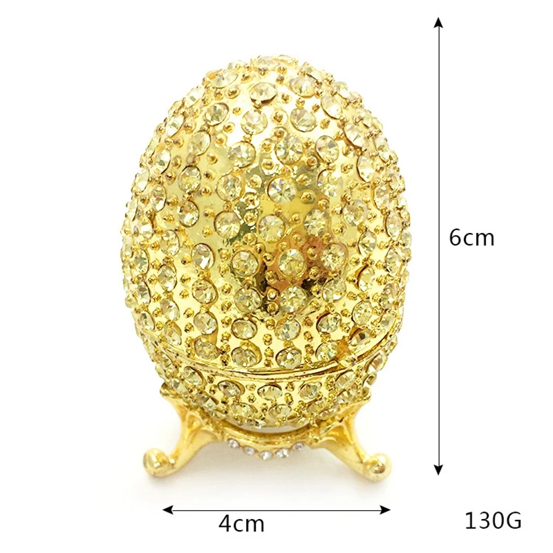 

Golden Egg Storage Box Enamel Easter Egg Jewelry Storage Box Egg Enamel Diamond Small Jewelry Box Decorative Gifts