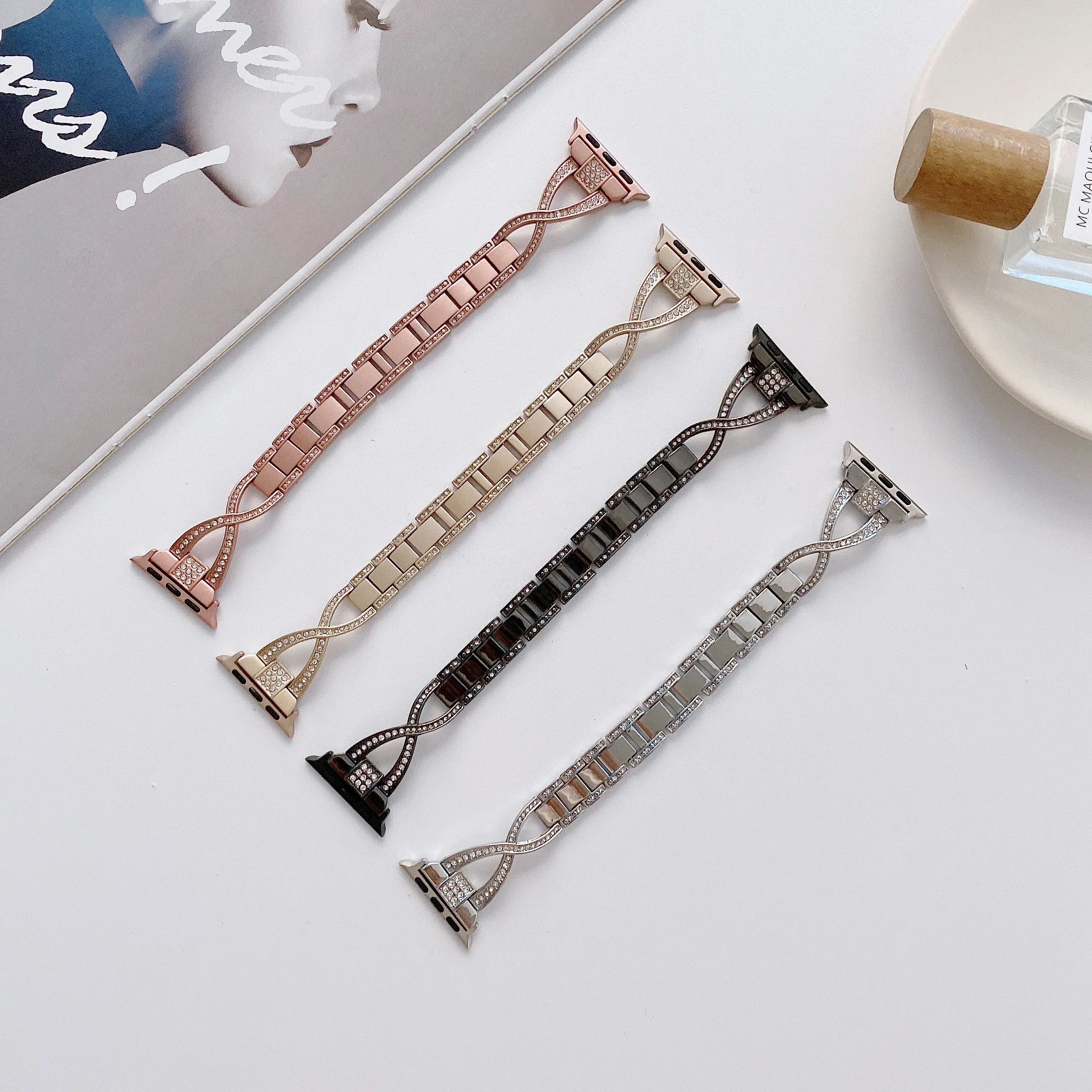

Bands for Apple Watch Bands 38mm 40mm 42mm 44mm iWatch SE Series 6/5/4/3/2/1, Women Dressy Metal Jewelry Bracelet Wristband
