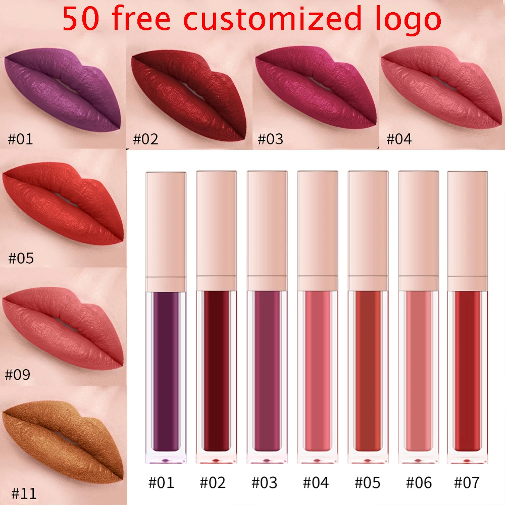 Lipgloss Wholesale Customized makeup make your own waterproof matte lipstick private label liquid lipstick Free logo printing