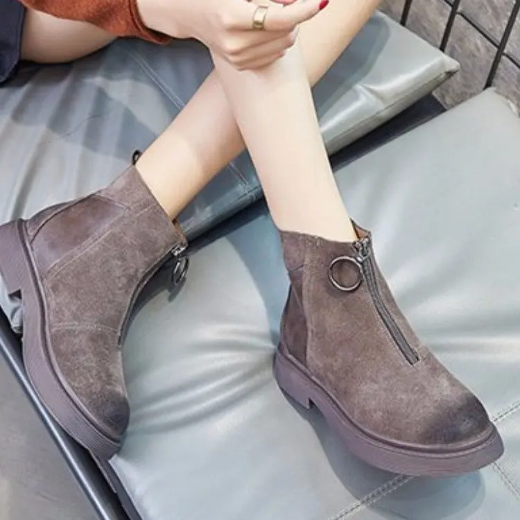 Лидер продаж зимние женские Модные Ботинки martin ботильоны на не сужающемся книзу