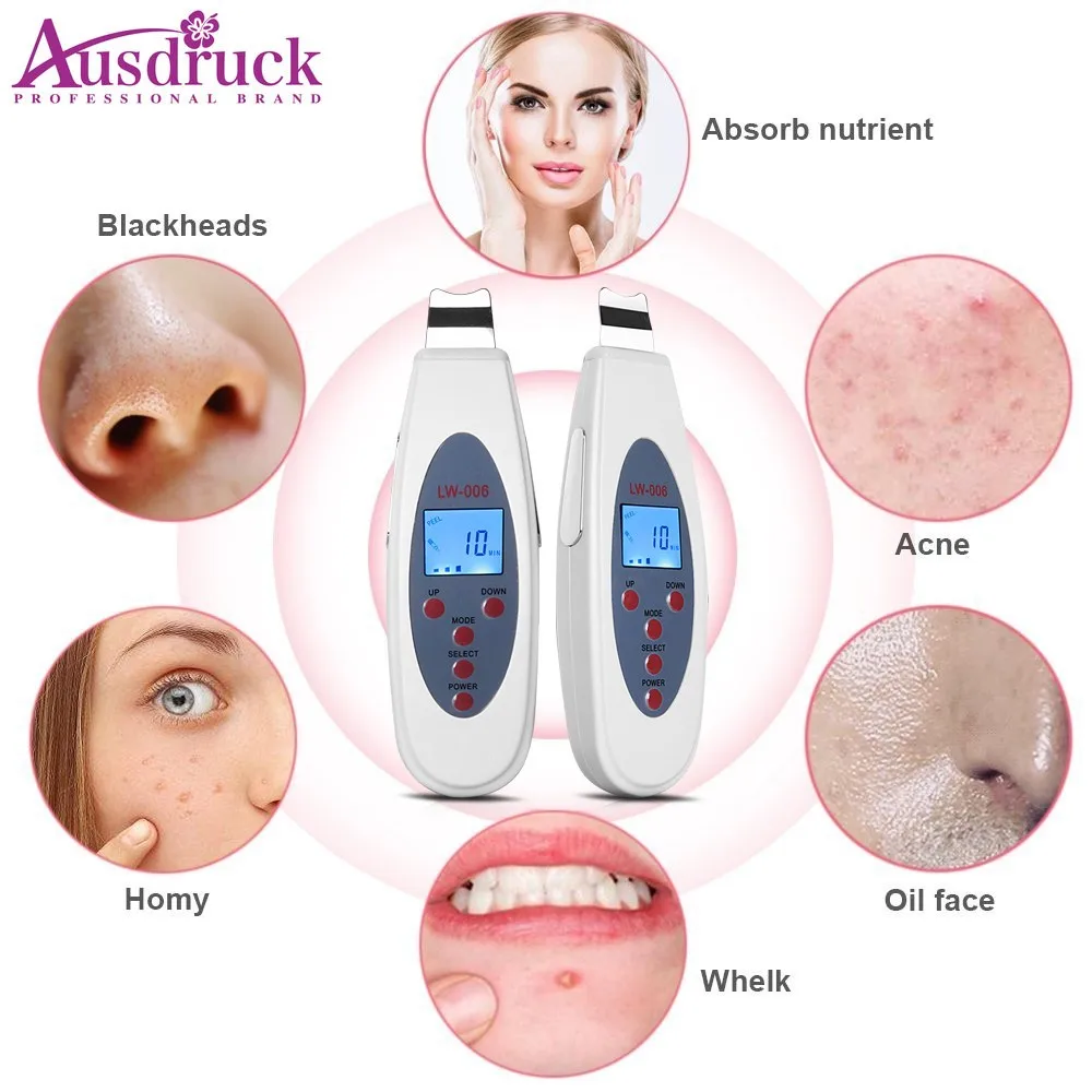 Kopen Lcd Ultrasone Peeling Cleanser Acne Verwijdering Porie Peeling Tone Lift Vibratie Massage Dode Huid Verwijderen Galvanische Facial Spa