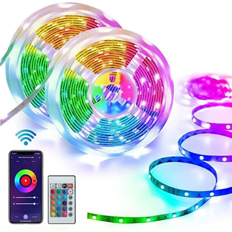 

WiFi LED Strip Lights 5050 RGB 15M 20M DC24V Neon Tape IP20 Not Waterproof For Room Lighting Home Decor Birthday Christmas Party