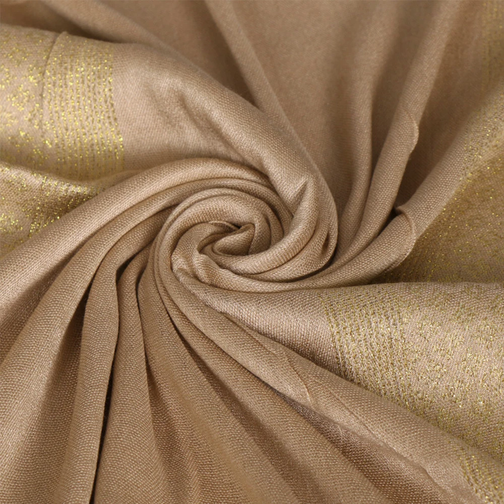 Cotton Lady Scarf Islamic Hot Sale Golden Thread Headband 16 Colors Scarves Women Soft Shawl Tassel Wrap