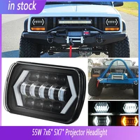gzld car led driving running light 6500k 48w 7x6 5x7 projector headlight hi lo beam halo for jeep cherokee xj accessories
