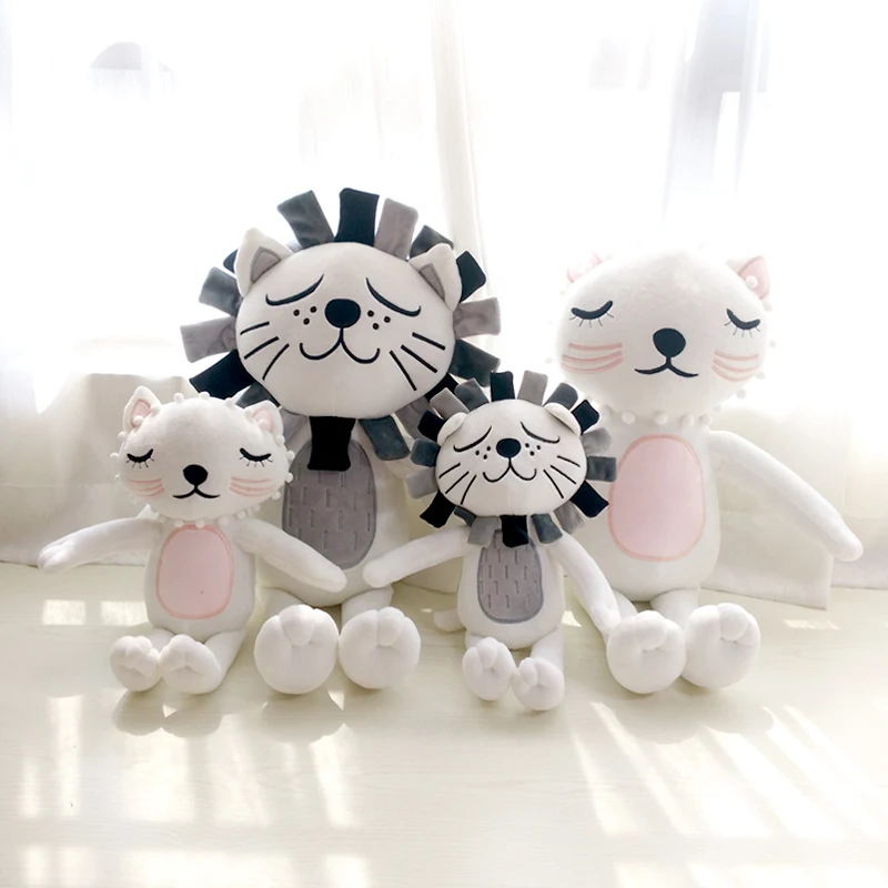 40/60 см Kawaii Лев и кошка плюшевые игрушки животных Подушка пушистый кот куклы