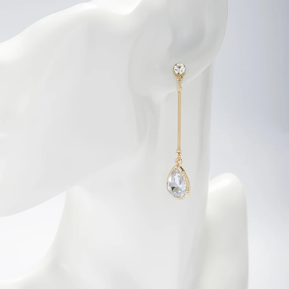 Тренд капли воды серьги с фианитами женские Винтажные висячие для свадебной
