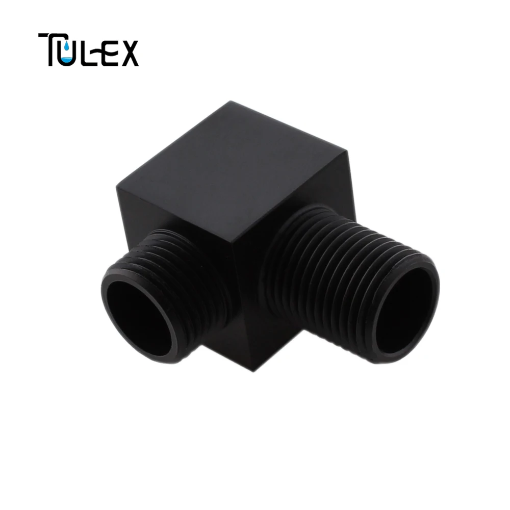 TULEX черный хромированный душевой шланг разъем квадратный аксессуары для ванной комнаты латунный корпус настенный Разъем Кронштейн для душевого шланга