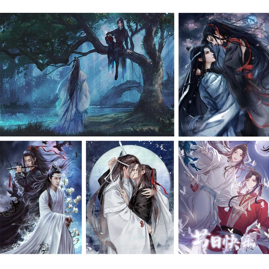 

5D Diy Diamond Painting Mo Dao Zu Shi Figure Wei Wuxian Lan Wangji Pictures Full Square Diamond Mosaic Embroidery Home Decor