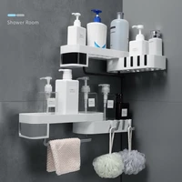 bathroom wall mounted rotation storage racks cosmetic shampoo organizer shelf with hook household items bathroom fixture