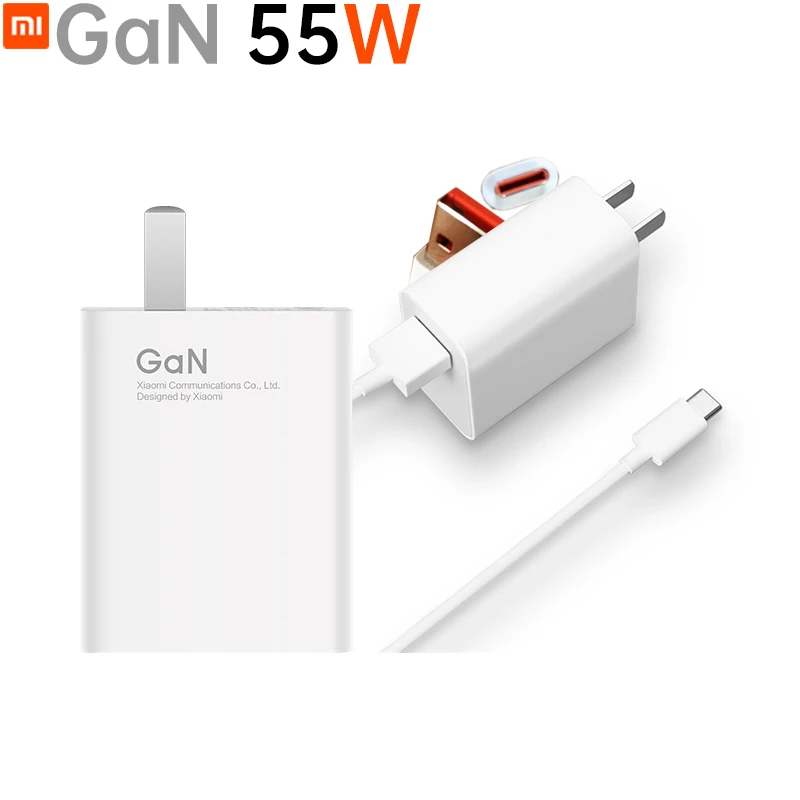 Оригинальное дорожное зарядное устройство Xiaomi GaN 55 Вт 1/2 Размер 11 в 5 А макс для Mi
