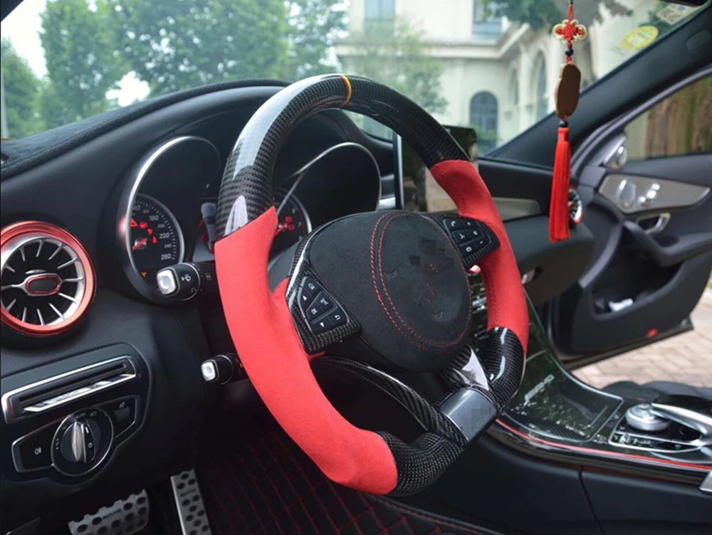 Pаспродажа Сменная накладка на руль из углеродного волокна для Mercedes-Benz CLA C E GLC GLE CLASS W117 W205 W213 X253 W166 C117 C292