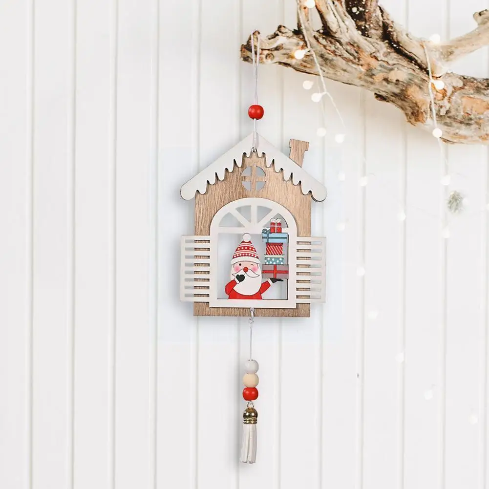 

1 Piece Of DIY Christmas Wooden House Tassel Pendant Pendant Decoration Wooden Christmas V2N6