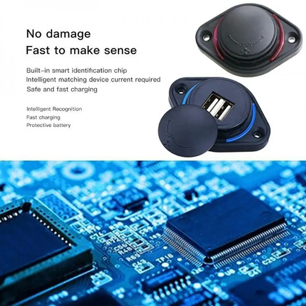 

3.1A 12-24V Slide Lid Car Bus Boat Dual USB Port Charger Power Socket Outlet Car Electronics Accessories Supplies