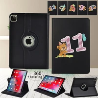 anti fall tablet case for apple ipad air 12 9 7air 3 10 5 2019air 4 10 9 number pattern 360 rotating smart cover case pen