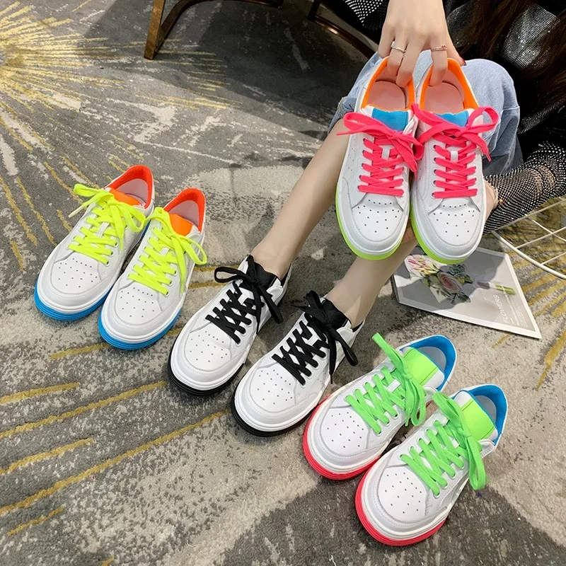 

2021 New women's sneaker luxury shoes loafers flats casual woman shoes Breathable genuine leather board shoes sports zapatos