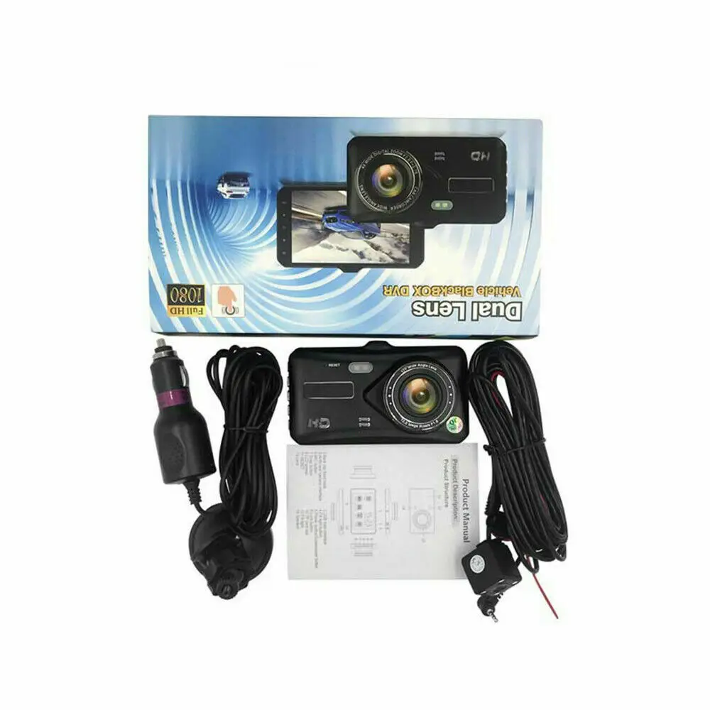 

Dash Cam Dual Lens Full HD 1080P 4inch IPS Car DVR Vehicle Camera Front+Rear Night Vision Video Recorder G-sensor Parking