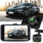 4 дюйма IPS сенсорный Экран Dash Cam 1080P Видеорегистраторы для автомобилей Двойной объектив автомобиля Камера Dashcam Широкий формат видео Регистраторы сзади Камера Ночное видение
