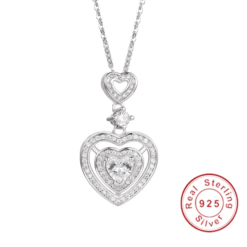 Цепочка женская из серебра 925 пробы с бриллиантами в форме сердца | Украшения и