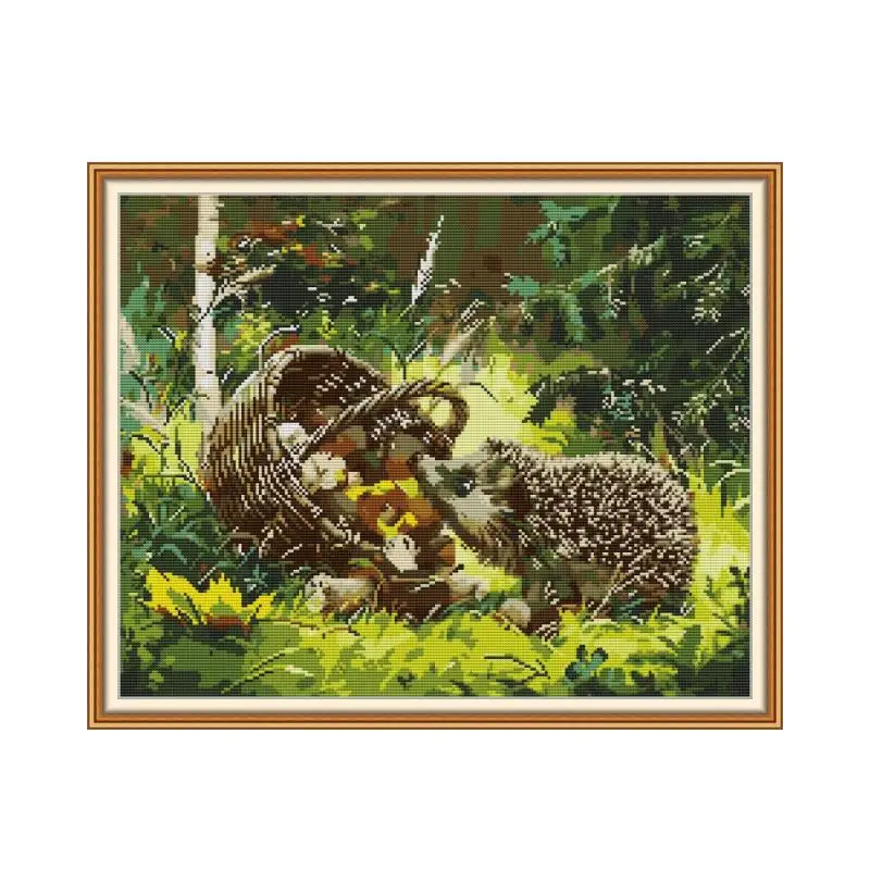 

Little hedgehog 2 cross stitch kit aida 14ct 11ct count printed canvas stitches embroidery DIY handmade needlework
