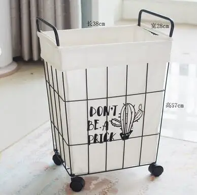 L-no lid Корзина для хранения с колесиками железная ванная комната разное Нижнее белье коробка для хранения игрушек Органайзер канцелярский контейнер корзина для белья pf9220 - Цвет: L-no lid