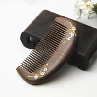 1pcs natural peach wood handcrafted fine tooth comb anti static head massage classic comb hair styling hair care tool gift