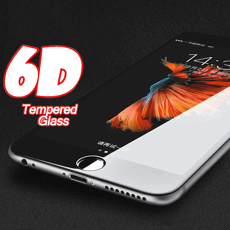 6D полное покрытие Защитное стекло для iPhone 7 8 6 6s Plus защита экрана закаленное X XR XS MAX