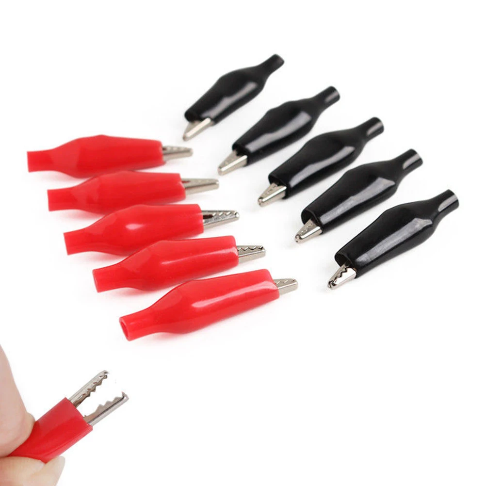 

50pcs/lot Black and Red with Plastic Boot 36mm Metal Alligator Clip Crocodile Electrical Clamp for Testing Probe Meter
