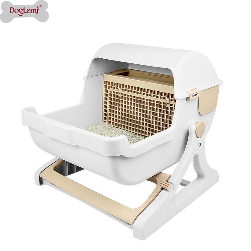 Розовый зеленый бежевый большой полуавтоматический туалет для кошек домашних