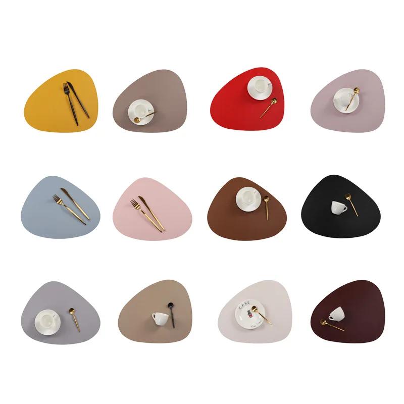 Placemat Table Mat Tableware Pad PU Leather Waterproof Heat Insulation Non-Slip Soft Black Brown Washable Bowl Coaster | Дом и сад