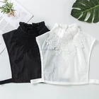 Женская блузка с оборками, воротник-стойка, вязаный крючком цветочный кружевной орнамент, однотонная Съемная Дамская эластичная половинная рубашка