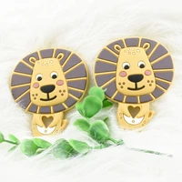 510 pcs silicone teether lion shape newest animals lion teether for teeth diy teething pacifier clips food grade tiny rod