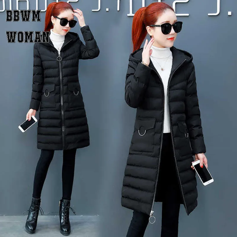 Зимнее пальто из матовой ткани 2018 женские длинные корейские хлопковые парки