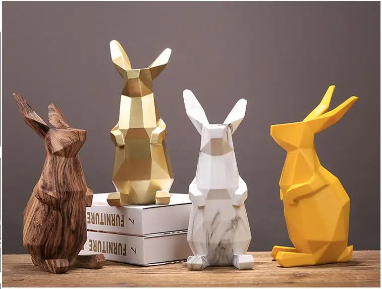 Европейские, полимерные геометрические Lucky Rabbit маленькие украшения, открывающие подарки на новоселье, домашняя мебель, гостиная/офис, Ремесла, Декор