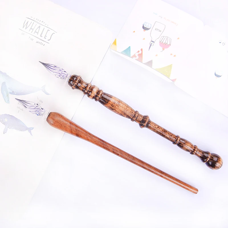 Ручка ручной работы из хрустального стекла креативная оригинальная деревянная