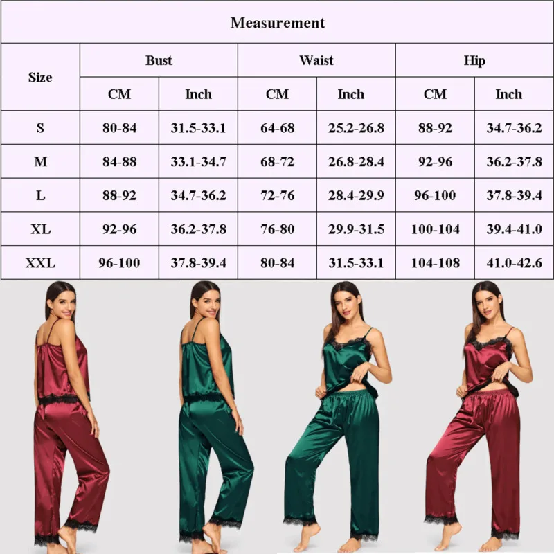 

Sexy Silk Satin Pajamas Set Women Sleepwear Elegant Ladies Babydoll Lingerie Nightwear Casual Long Pyjamas Set