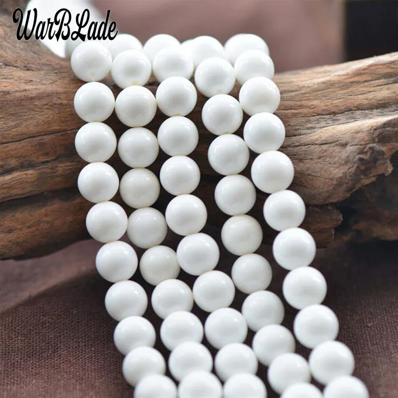

WarBLade High Quality Natural Stone White Shell Beads Round Loose Beads 4mm 6mm 8mm 10mm 12mm For DIY Bracelet Jewelry Making