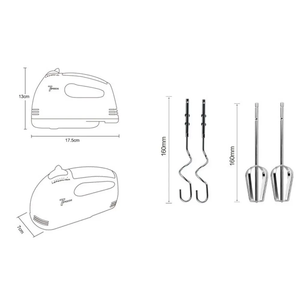Ручной Мини блендер 7 скоростей ручной миксер для теста Многофункциональный