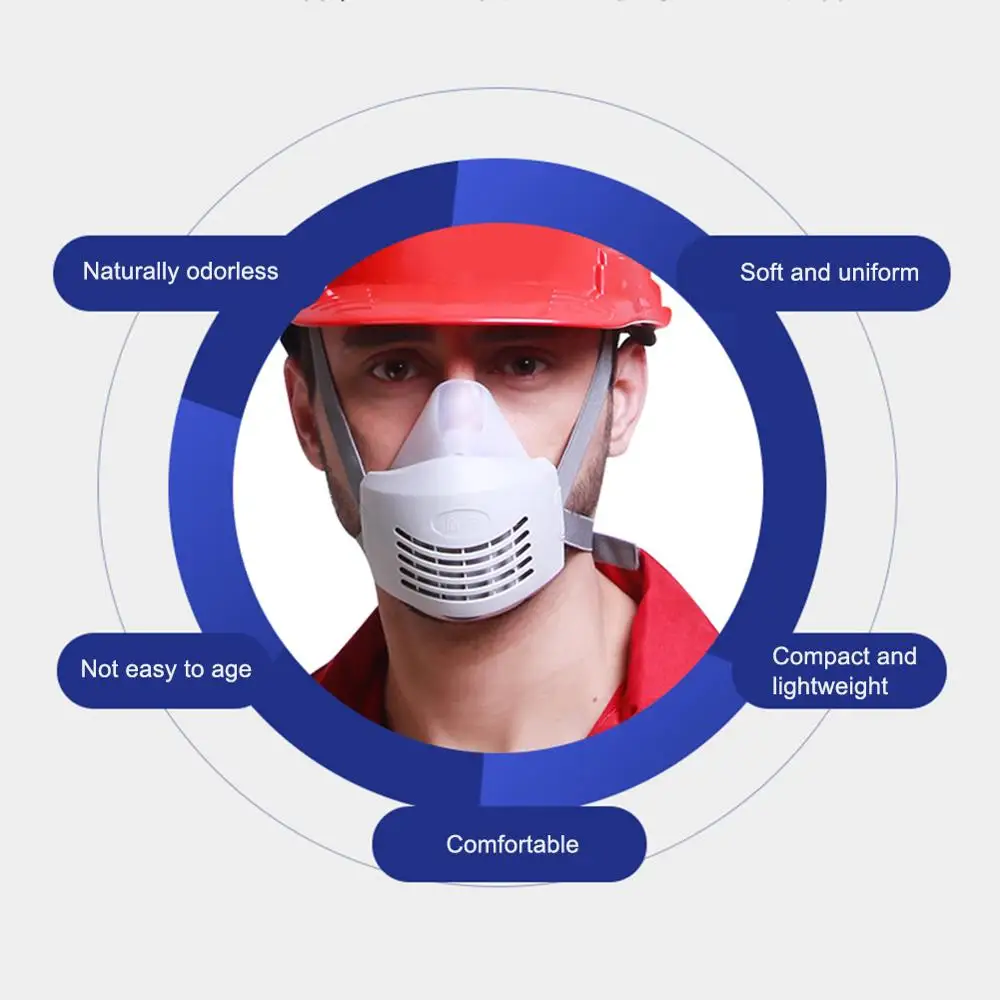 

Dust-proof PM2.5 Mask Respirator Mask Industrial Protective Silicone Mask Replaceable Cotton Breathable Mask Filter