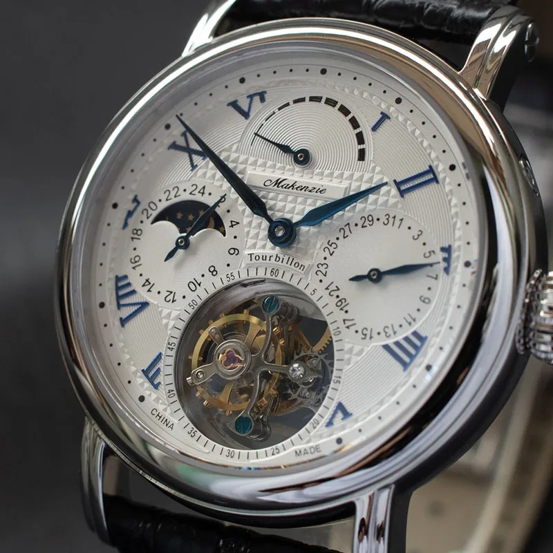 Многофункциональные мужские часы s Pilot Real Tourbillon с календарем Moonphase, механические мужские часы ST8007 Tourbillon, модные часы
