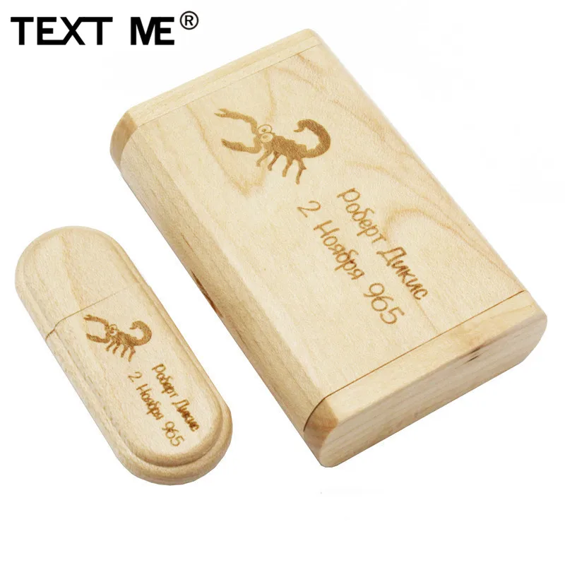 TEXT ME (более 10 шт. бесплатный логотип) Деревянный usb + коробка флеш накопитель