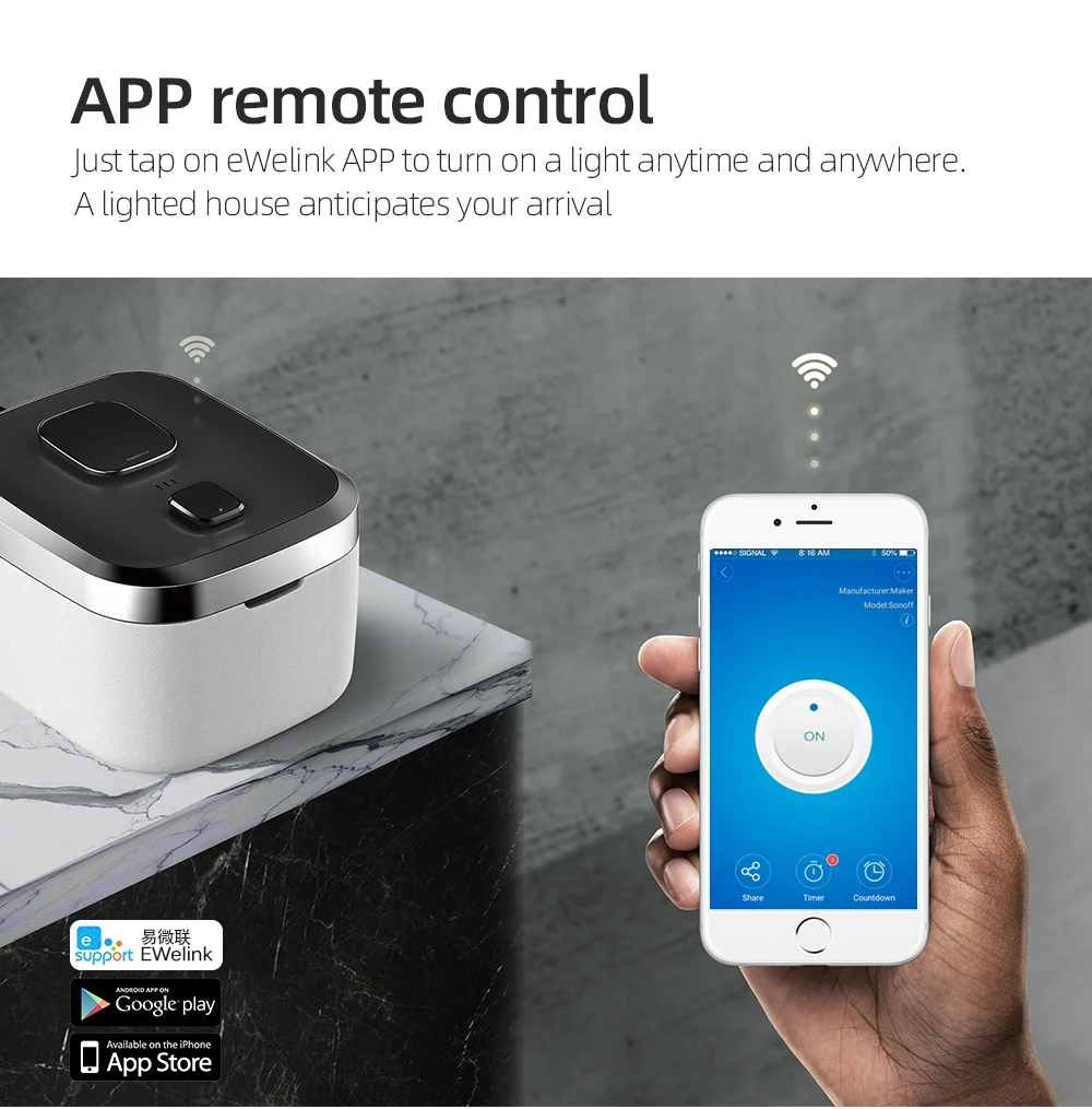 TISHRIC Basic умный переключатель Wifi выключатель света прерыватель wifi 220 В Alexa совместимый Google Home интеллектуальные модули домашней автоматизации