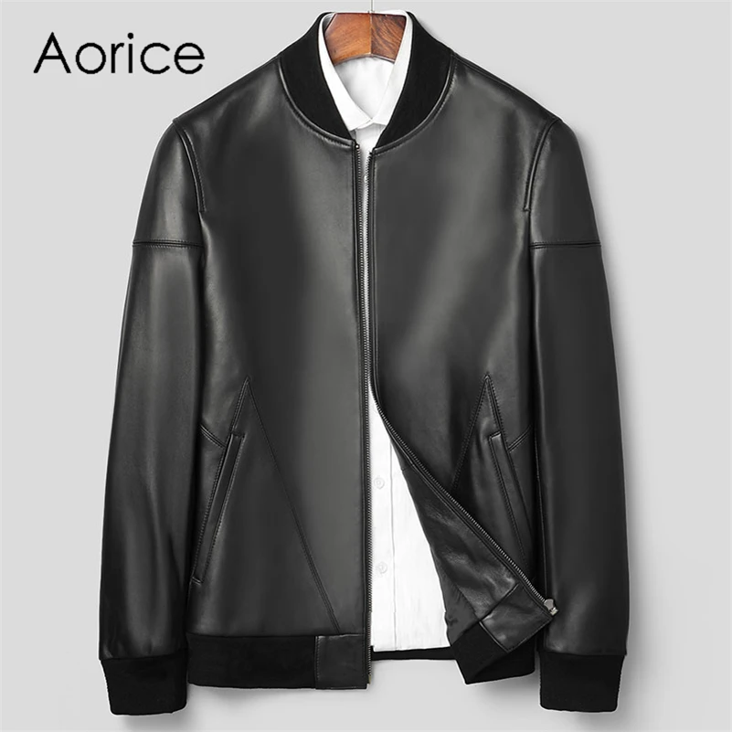 

Aorice для мужчин из натуральной овчины, раздел-куртки и пиджаки для мальчиков мужской новый бренд из натуральной кожи повседневная кожаная об...
