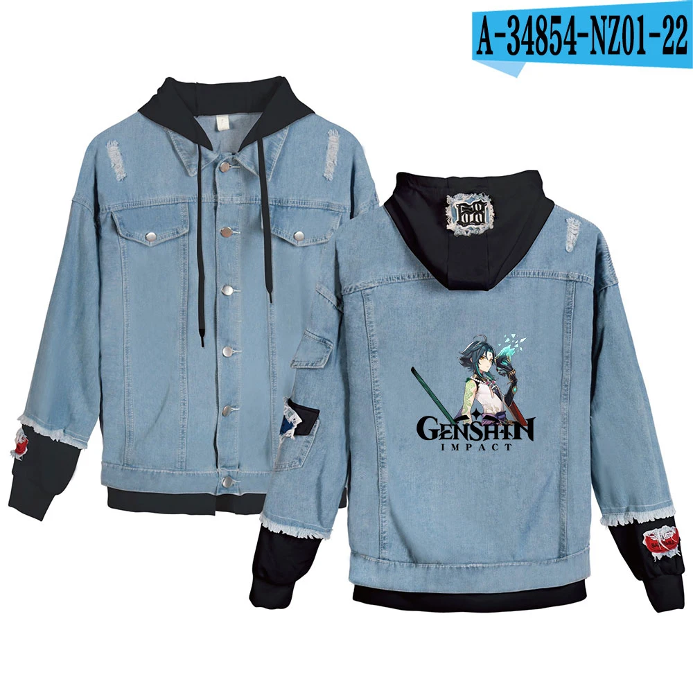 Джинсовая куртка Game Genshin Impact для мужчин и женщин модные джинсовые куртки с