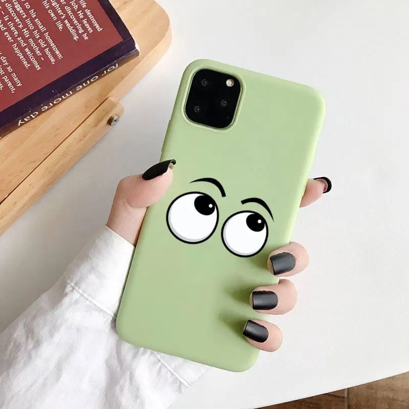 

Funny Eye cartoon cute Candy Phone Case Candy Color for iPhone 6 7 8 11 12 s mini pro X XS XR MAX Plus