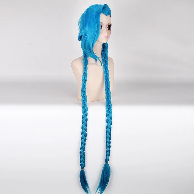 

LOL Jinx cosplay wig Jinx blue braids The Loose Cannon wig with blue plaits Jinx synthetic hair + wig cap