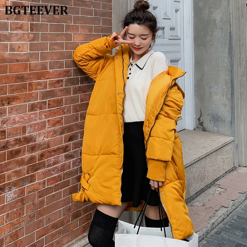BGTEEVER модные длинные утепленные женские парки зимнее пальто куртка Femme свободные